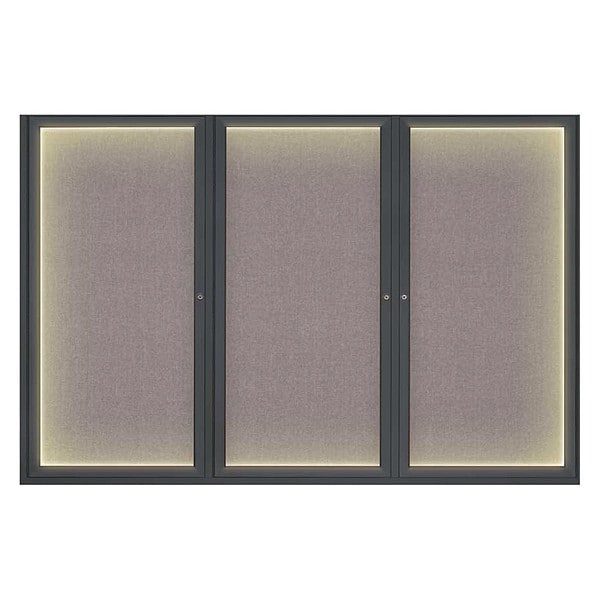 Corkboard, Lght, Fbrc, Blk/Surf, 3 Dr, 72x48"