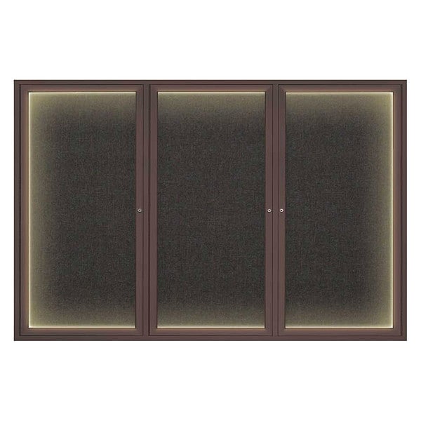 Corkboard, Lght, Fbrc, Brnz/Blk, 3 Dr, 72x48"
