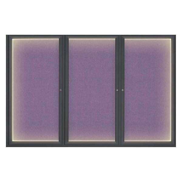 Crkboard, Lght, Fbrc, 3 Dr, 72x48", Blk/Amthy