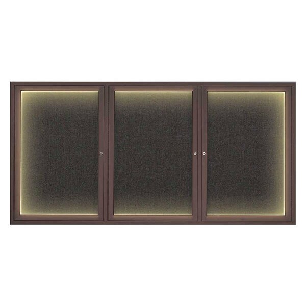 Corkboard, Lght, Fbrc, Brnz/Blk, 3 Dr, 72x36"