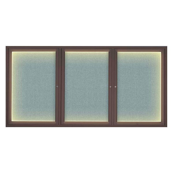 Corkboard, Lght, Fbrc, Brnz/Cld, 3 Dr, 72x36"