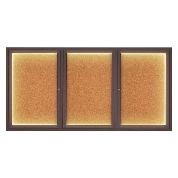 Corkboard, Lighted, Cork, 3 Door, 72 x 36"