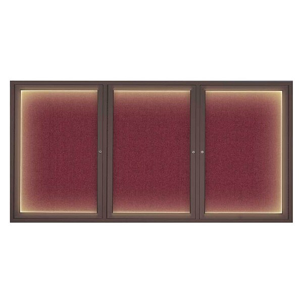 Crkboard, Lght, Fbrc, Brnz/Burg, 3 Dr, 72x36"