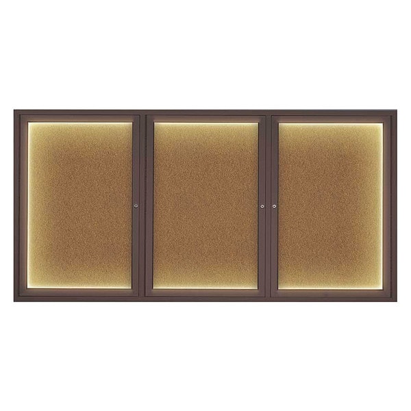 Corkboard, Lighted, Forbo, 3 Door, 72 x 36"