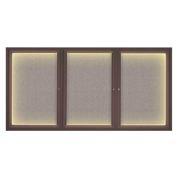 Corkboard, Lght, Fbrc, Brnz/Prl, 3 Dr, 72x36"