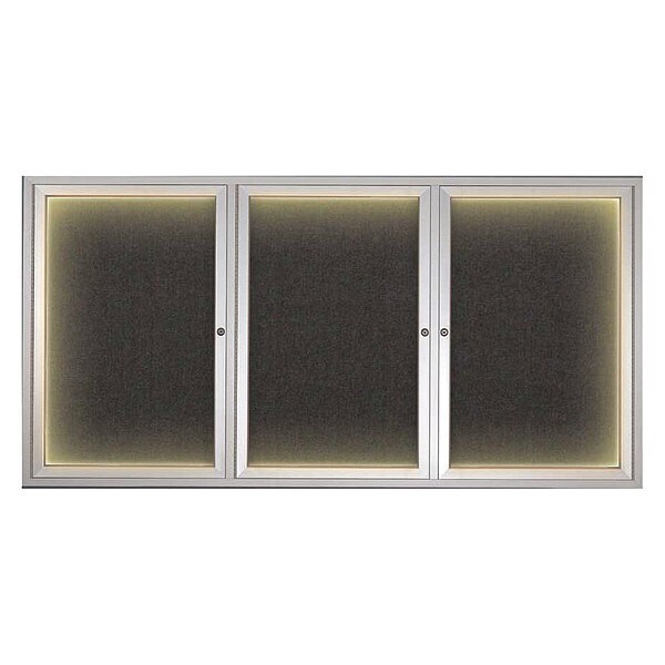 Crkboard, Lght, Fbrc, 3 Dr, Satin/Blk, 72x36"