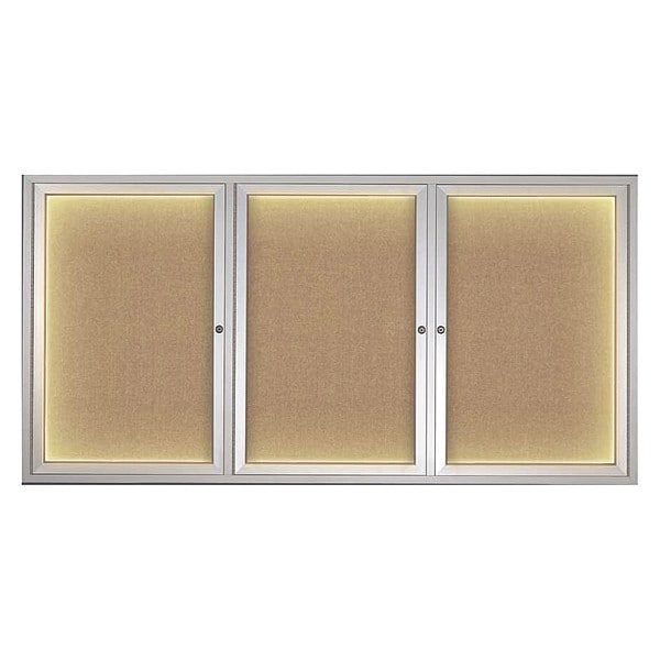 Crkboard, Lght, Fbrc, 3 Dr, Satin/Bff, 72x36"