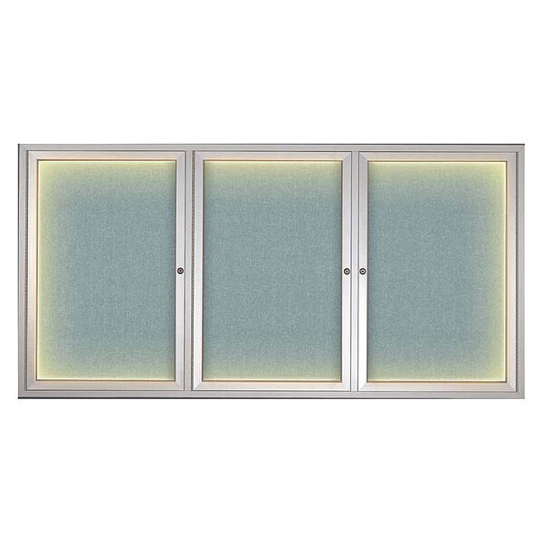 Crkboard, Lght, Fbrc, 3 Dr, Satin/Cld, 72x36"