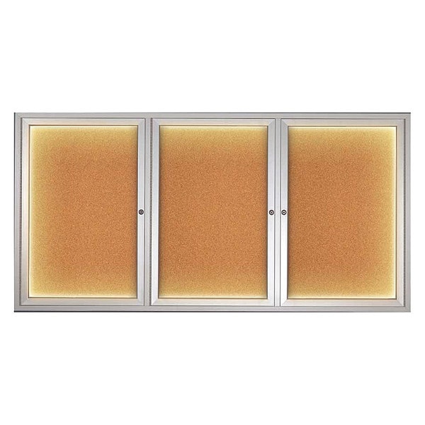 Corkboard, Lighted, Cork, 3 Door, 72 x 36"