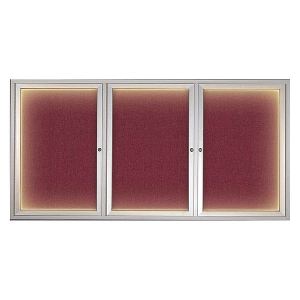 Crkboard, Lght, Fbrc, 3 Dr, Satin/Brg, 72x36"