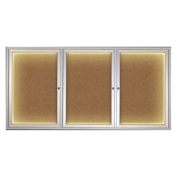 Corkboard, Lighted, Forbo, 3 Door, 72 x 36"