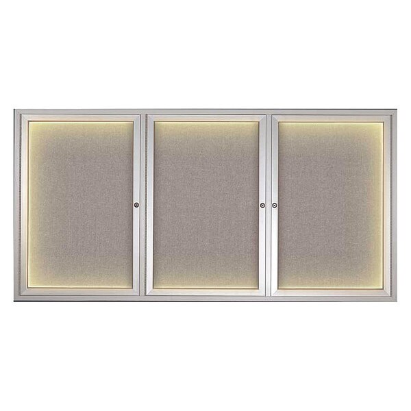 Crkboard, Lght, Fbrc, 3 Dr, Satin/Prl, 72x36"