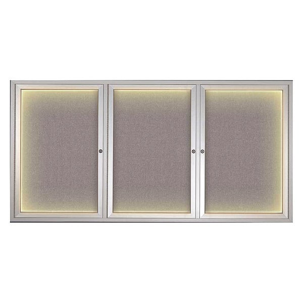 Crkboard, Lght, Fbrc, 3 Dr, Satin/Srf, 72x36"