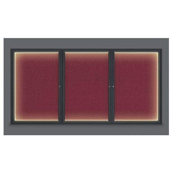 Corkboard, Lght, Fbrc, Blk/Burg, 3 Dr, 96x48"
