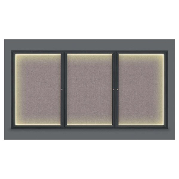 Corkboard, Lght, Fbrc, Blk/Surf, 3 Dr, 96x48"