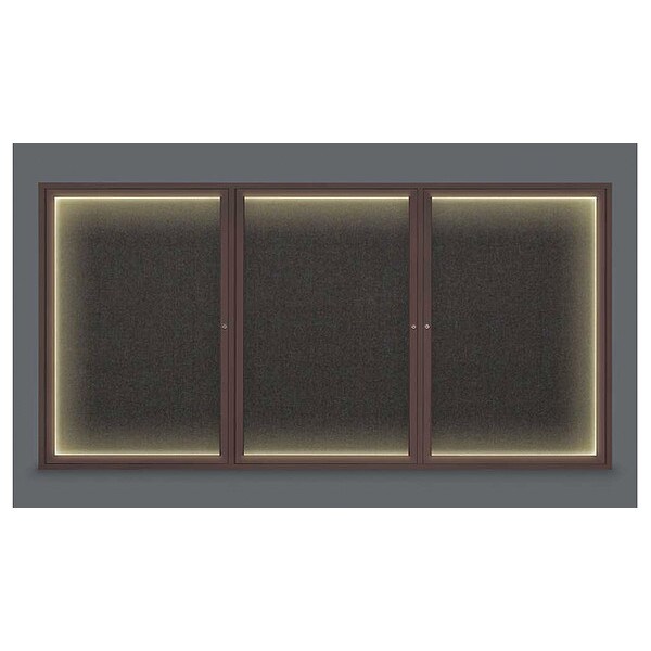Corkboard, Lght, Fbrc, Brnz/Blk, 3 Dr, 96x48"