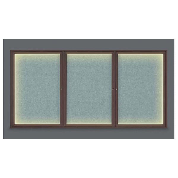Corkboard, Lght, Fbrc, Brnz/Cld, 3 Dr, 96x48"