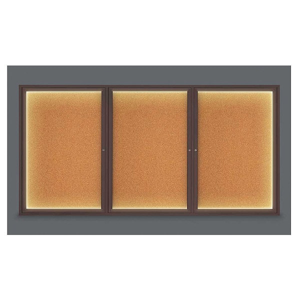 Corkboard, Lighted, Cork, 3 Door, 96 x 48"