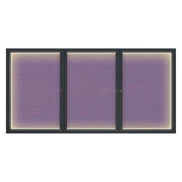 Crkboard, Lght, Fbrc, 3 Dr, 96x48", Blk/Amthy