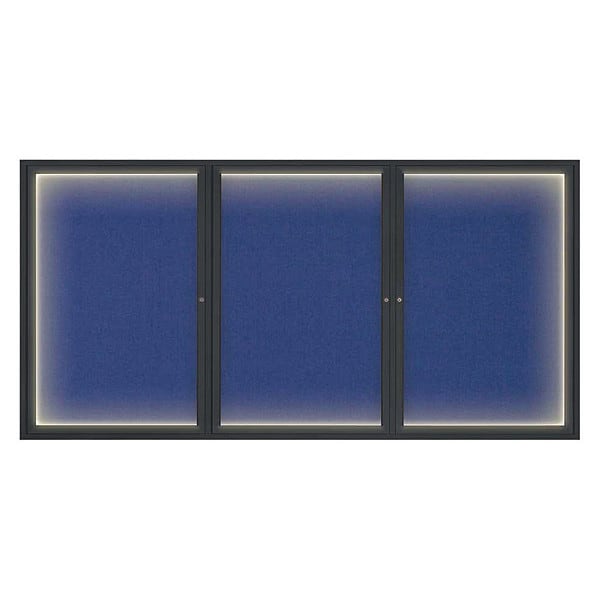 Crkboard, Lght, Fbrc, Blk/Cobac, 3 Dr, 96x48"
