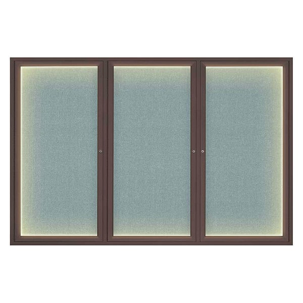Corkboard, Lght, Fbrc, Brnz/Cld, 3 Dr, 72x48"