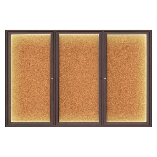 Corkboard, Lighted, Cork, 3 Door, 72 x 48"