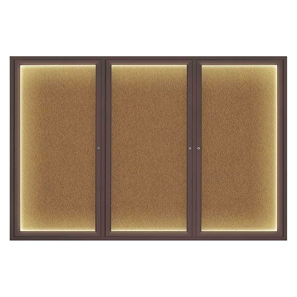 Corkboard, Lighted, Forbo, 3 Door, 72 x 48"