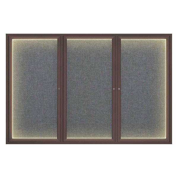 Corkboard, Lght, Fbrc, Brnz/Gry, 3 Dr, 72x48"