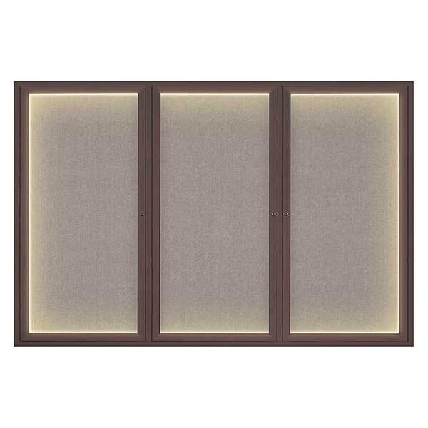 Corkboard, Lght, Fbrc, Brnz/Prl, 3 Dr, 72x48"