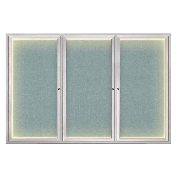 Crkboard, Lght, Fbrc, 3 Dr, Satin/Cld, 72x48"