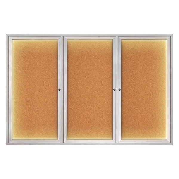 Corkboard, Lighted, Cork, 3 Door, 72 x 48"