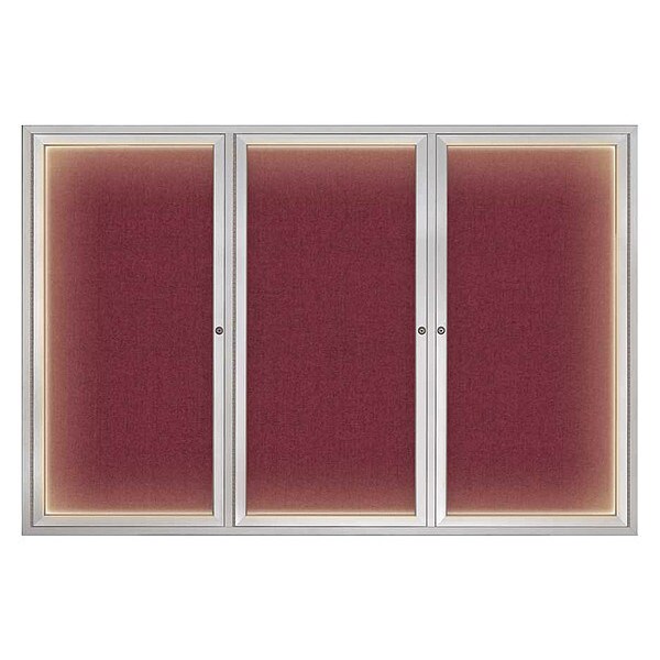 Crkboard, Lght, Fbrc, 3 Dr, Satin/Brg, 72x48"