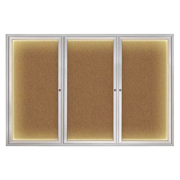 Corkboard, Lighted, Forbo, 3 Door, 72 x 48"