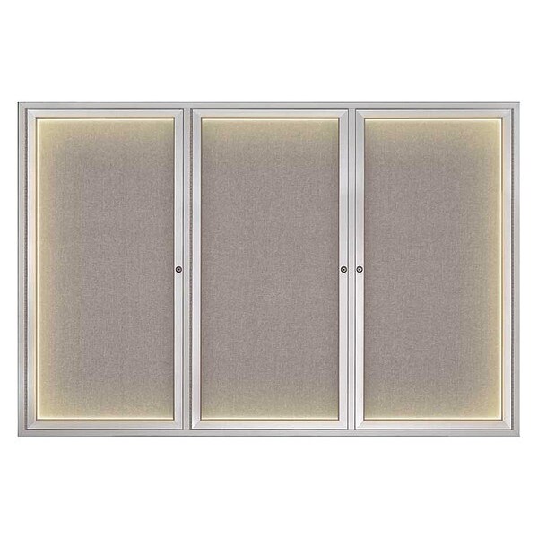 Crkboard, Lght, Fbrc, 3 Dr, Satin/Prl, 72x48"