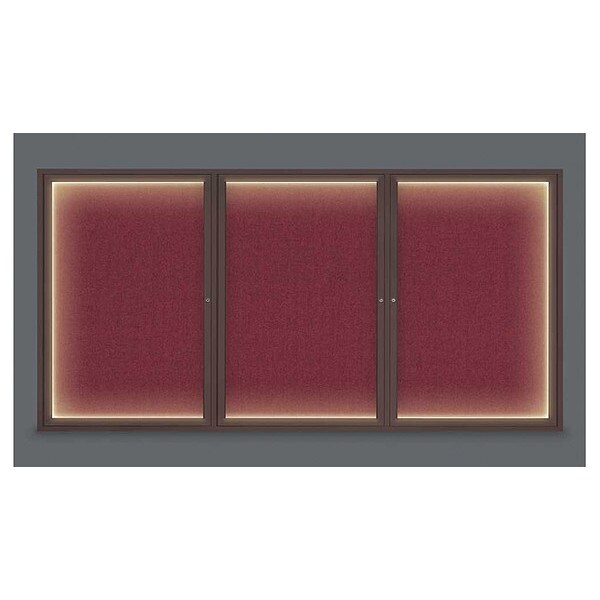 Crkboard, Lght, Fbrc, Brnz/Burg, 3 Dr, 96x48"