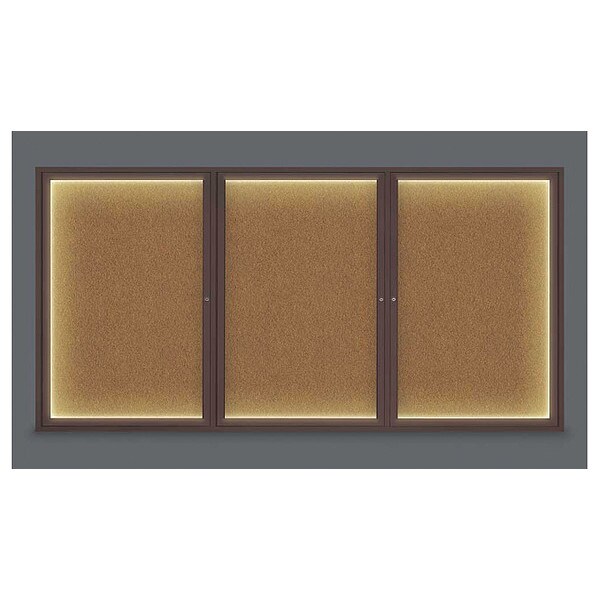 Corkboard, Lighted, Forbo, 3 Door, 96 x 48"