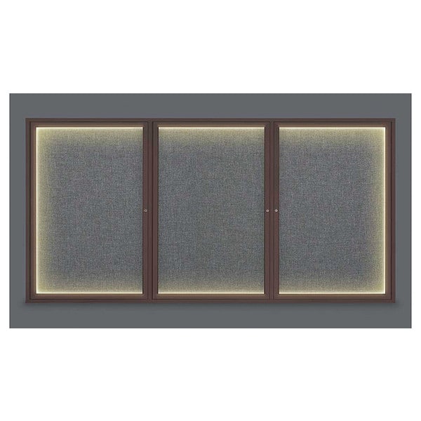 Corkboard, Lght, Fbrc, Brnz/Gry, 3 Dr, 96x48"