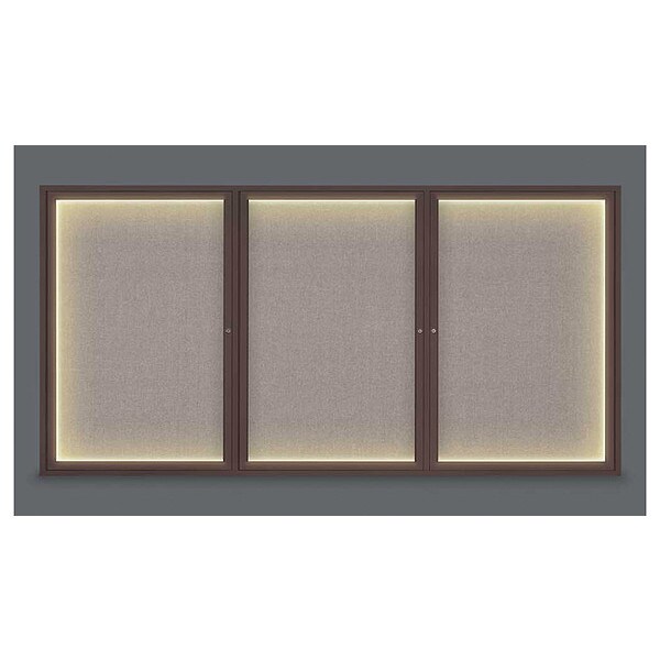 Corkboard, Lght, Fbrc, Brnz/Prl, 3 Dr, 96x48"
