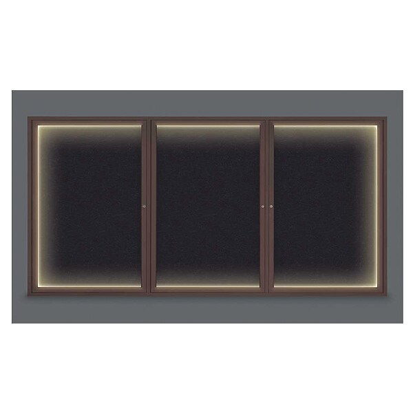 Corkboard, Lighted, Rubber, 3 Door, 96 x 48"