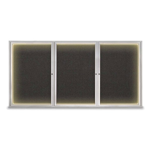 Crkboard, Lght, Fbrc, 3 Dr, Satin/Blk, 96x48"