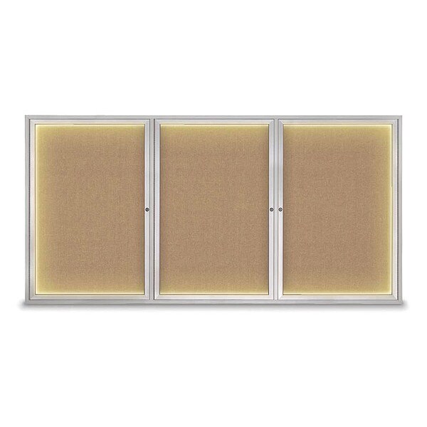 Crkboard, Lght, Fbrc, 3 Dr, Satin/Bff, 96x48"