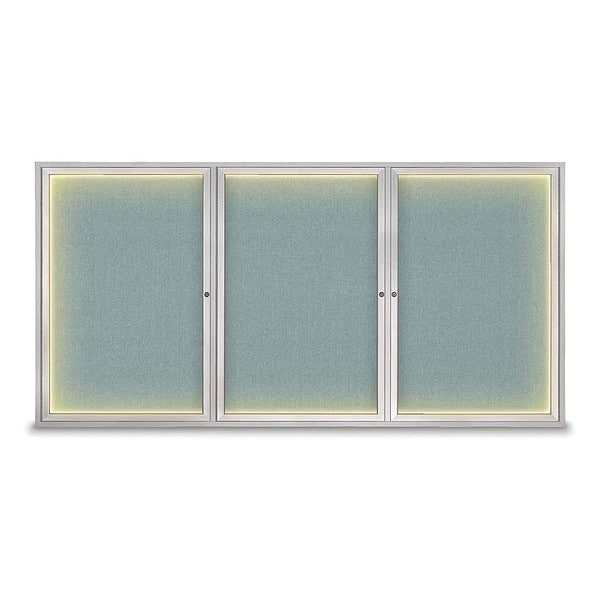 Crkboard, Lght, Fbrc, 3 Dr, Satin/Cld, 96x48"