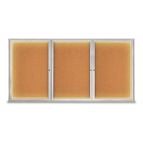 Corkboard, Lighted, Cork, 3 Door, 96 x 48"