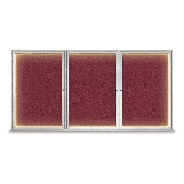 Crkboard, Lght, Fbrc, 3 Dr, Satin/Brg, 96x48"