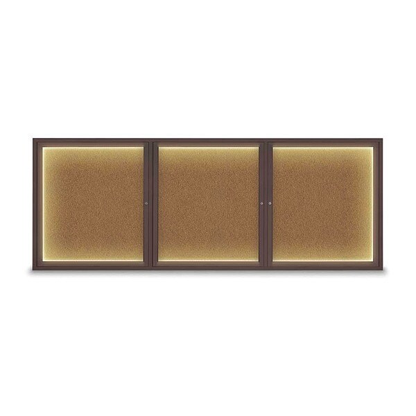 Corkboard, Lighted, Forbo, 3 Door, 96 x 36"