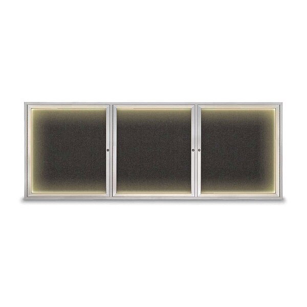 Crkboard, Lght, Fbrc, 3 Dr, Satin/Blk, 96x36"