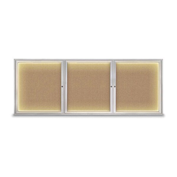 Crkboard, Lght, Fbrc, 3 Dr, Satin/Bff, 96x36"
