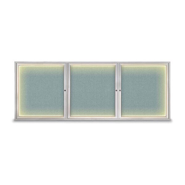 Crkboard, Lght, Fbrc, 3 Dr, Satin/Cld, 96x36"