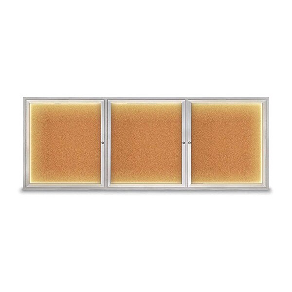 Corkboard, Lighted, Cork, 3 Door, 96 x 36"