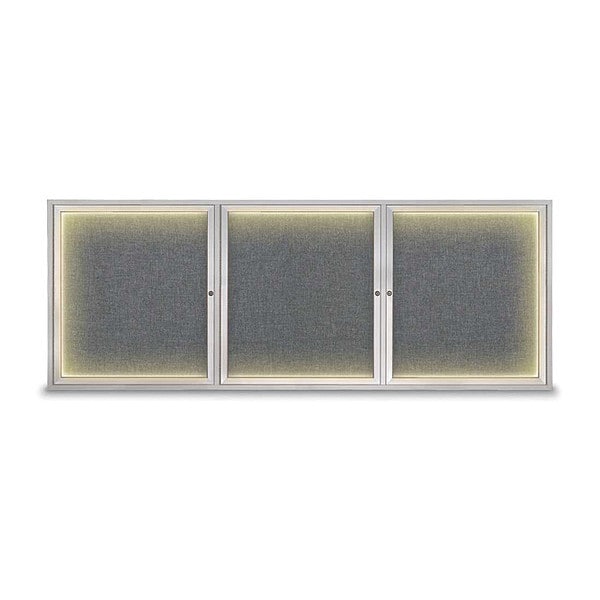 Crkboard, Lght, Fbrc, 3 Dr, Satin/Gry, 96x36"